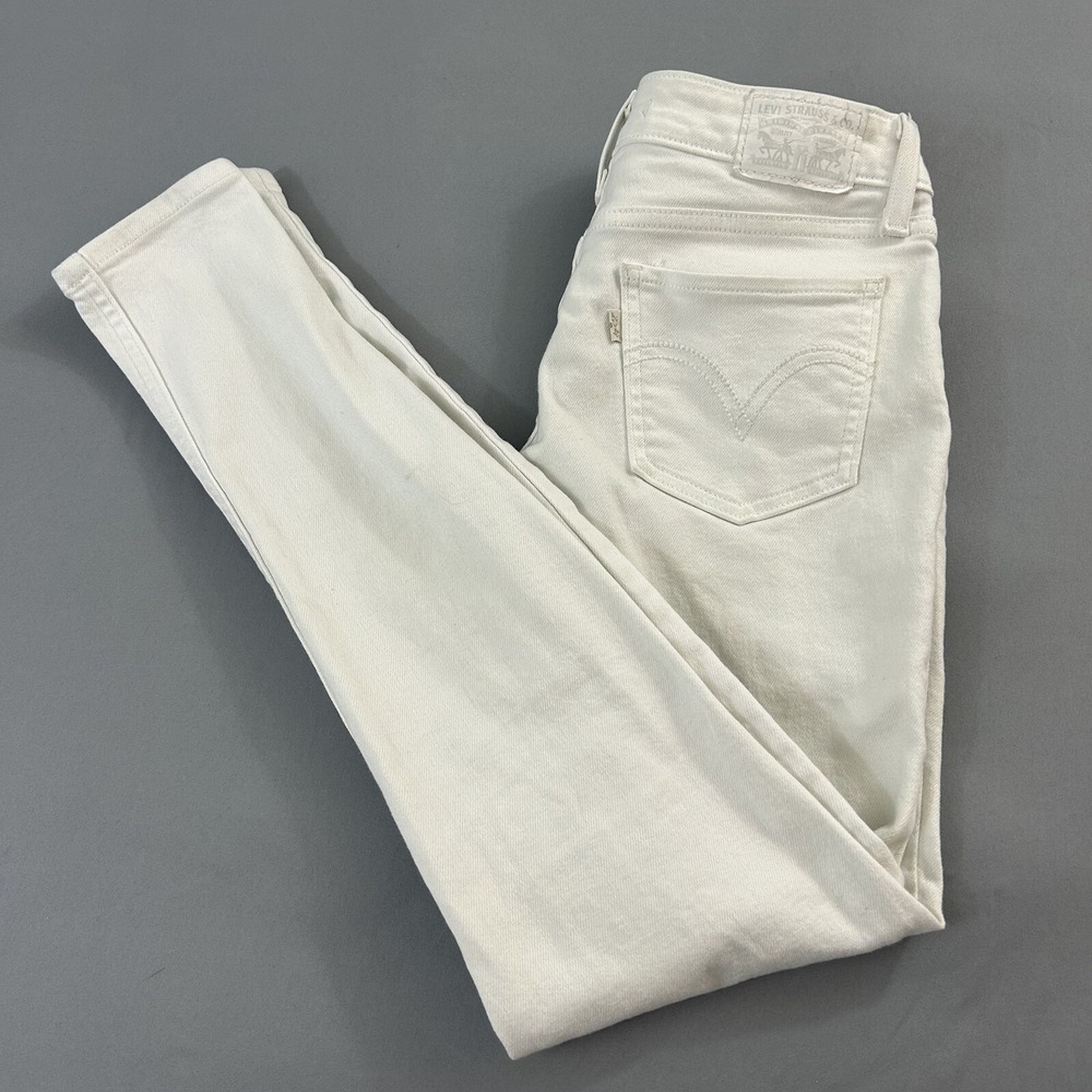 Levi's 535 Super Skinny Jeans Womens size 28x28 Mid Rise Stretch Denim White